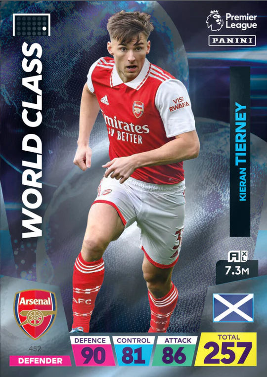 KIERAN TIERNEY - WORLD CLASS, CARD NO. 452, ARSENAL